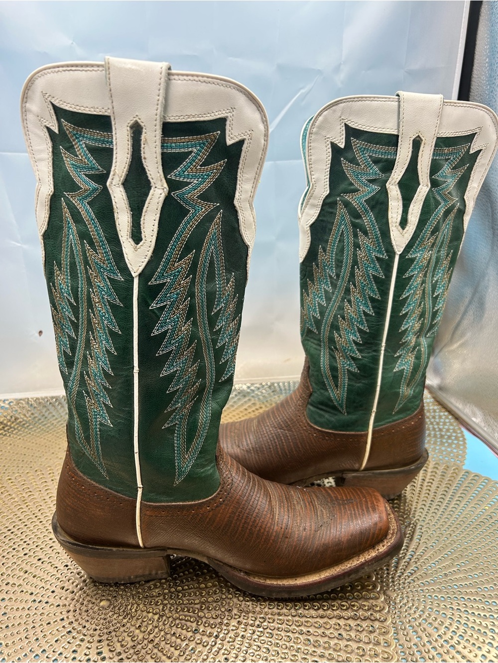 Ariat women 6.5 bent rail tall turquoise cowgirl boots